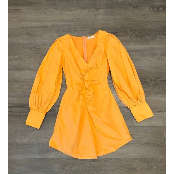 Saint + Secrets Dresses & Skirts - Saints + Secrets Orange Cotton Puff-sleeve Mini Dress